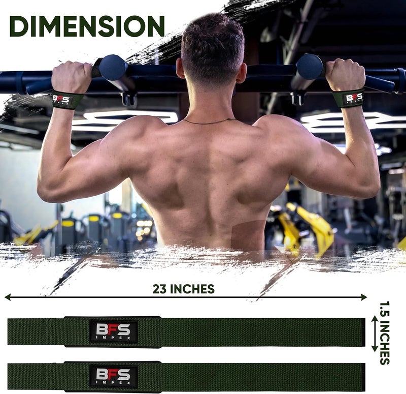 BFS IMPEX Lifting Straps for Weightlifting, Weightlifting Cotton Straps with Neoprene Padding for Men women Gym Wrist Straps for Bodybuilding powerlifting, Strength Training and Deadlifting - Image 5